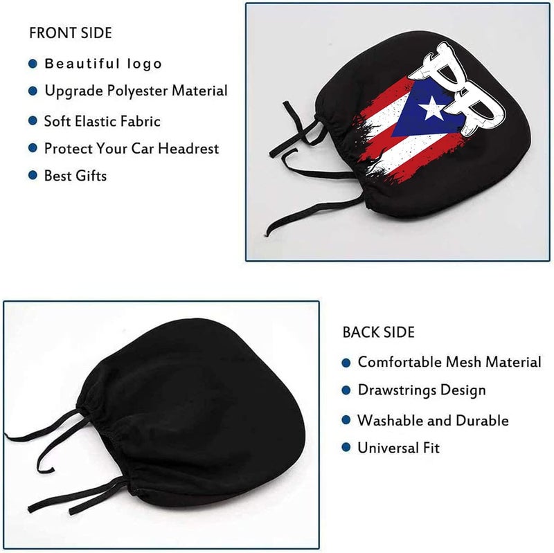 PDTXCLS Liuzhi, 2 Pack Headrest Covers for Puerto Rico PR Flag, Seat Cover Accessories Car Headrest Protector Universal Fit to All Car/Truck Models (Puerto Rico PR) - Image 3